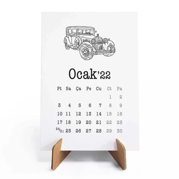 Klasik Arabalar 2026 Takvimi - Masa Takvimi ürün görseli 1