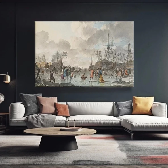 Limanın Sabahı Kanvas Tablo - Resim 2