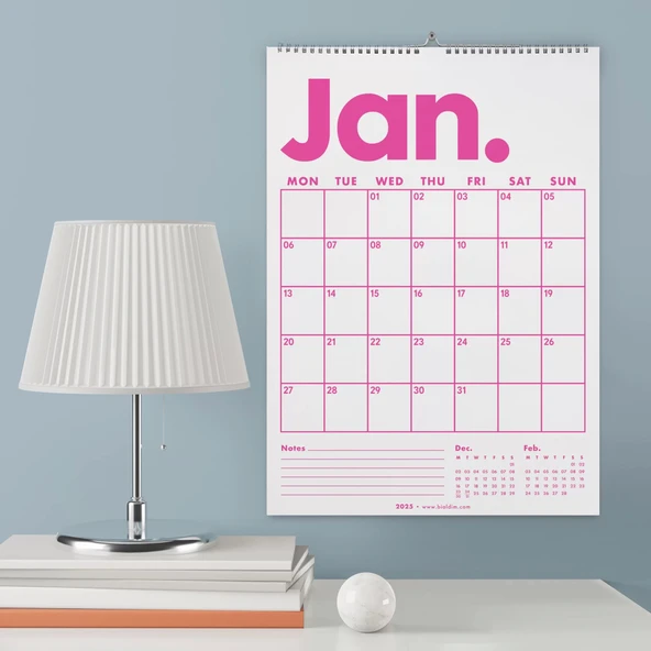 2026 Aylık Planlayıcı Duvar Takvimi, Önceki ve Sonraki Ay Takvim, 33X48 cm & A4 Spiralli Takvim, Canlı Gökkuşağı Renkler ürün görseli 1