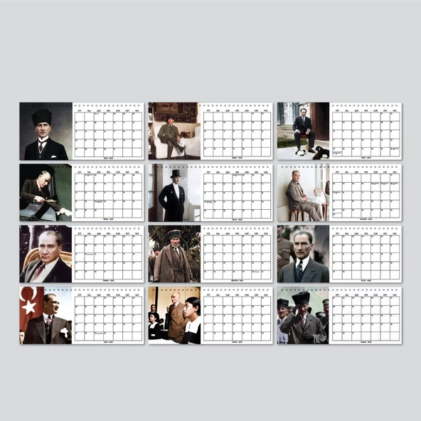 2026 Atatürk Fotoğraflı Takvim, Aylık Planlayıcı Takvim, Çift Taraflı Takvimi - Resim 5