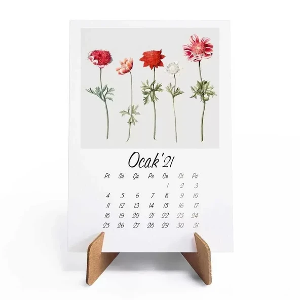 Vintage Çiçekler 2026 Masa Takvimi - Resim 2