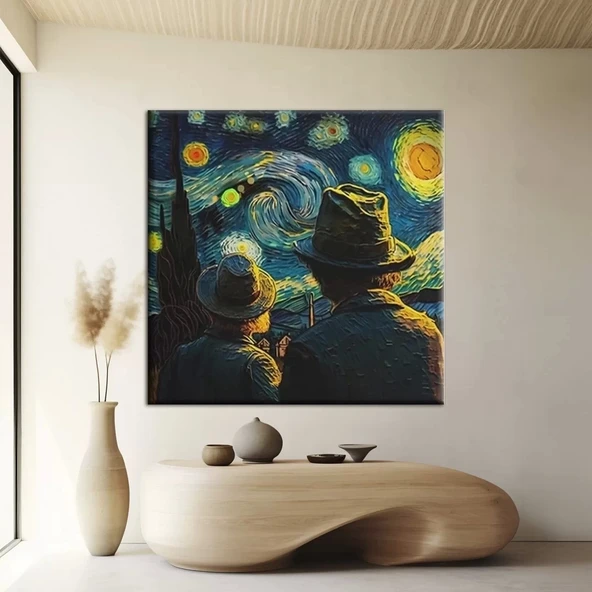 Yıldızlı Gece Üzerine Kanvas Tablo ürün görseli