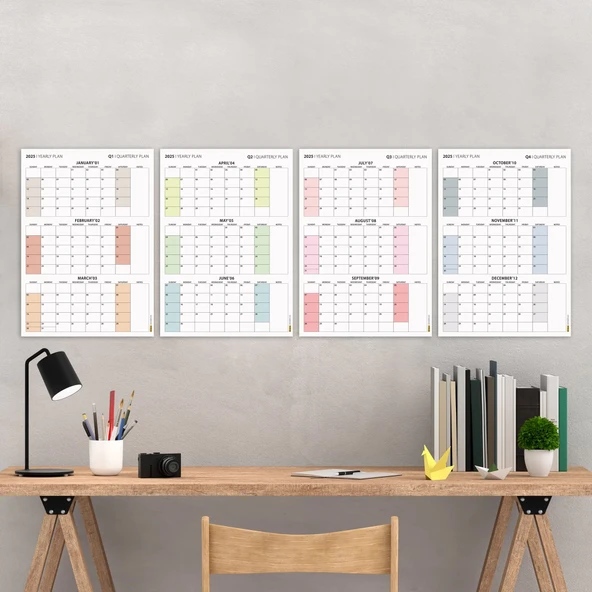 Amerikan Standardı Takvim, Üç Aylık Planlayıcı 2026 Duvar Takvimi Seti, 90 Günlük Planlama, 2026 Duvar Planlayıcı Takvim ürün görseli 1