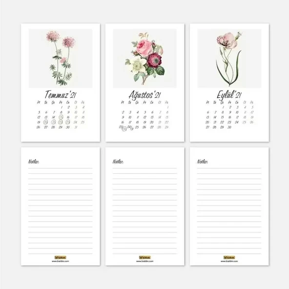 Vintage Çiçekler 2026 Masa Takvimi - Resim 5