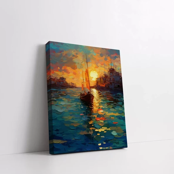 Venedik'te Akşam Kanvas Tablo - Resim 3
