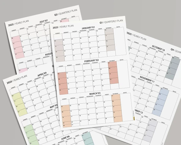 Amerikan Standardı Takvim, Üç Aylık Planlayıcı 2026 Duvar Takvimi Seti, 90 Günlük Planlama, 2026 Duvar Planlayıcı Takvim - Resim 8