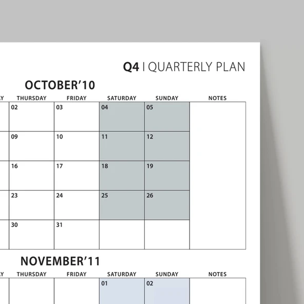 Üç Aylık Planlayıcı 2026 Duvar Takvimi, Ekim - Aralık 2026, 90 Günlük Planlama, Yılın Dördüncü Çeyreği Takvimi - 70x100c - Resim 5