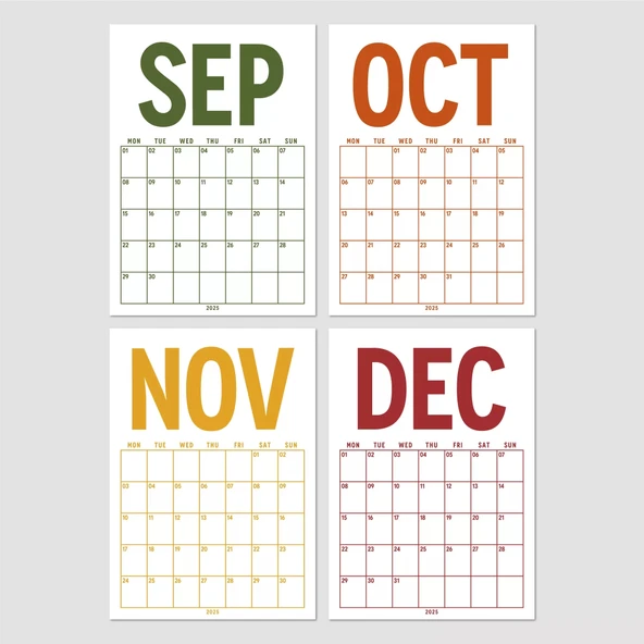 2026 Aylık Planlayıcı Duvar Takvimi, 33X48 cm, A4, Spiralli Takvim, Doğanın Renkleri - Resim 7