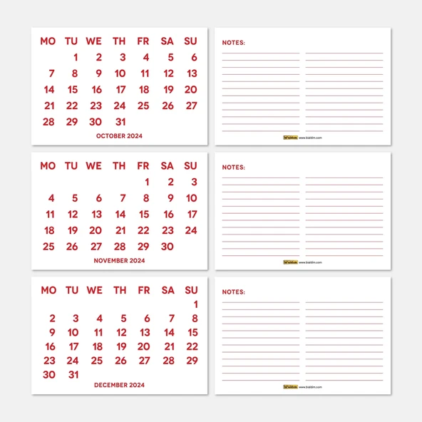 2026 Takvimi, 2026 Masa Takvimi Kırmızı Renk, 2026 Calendar, 2026 Desk Calendar Red Color - Resim 6