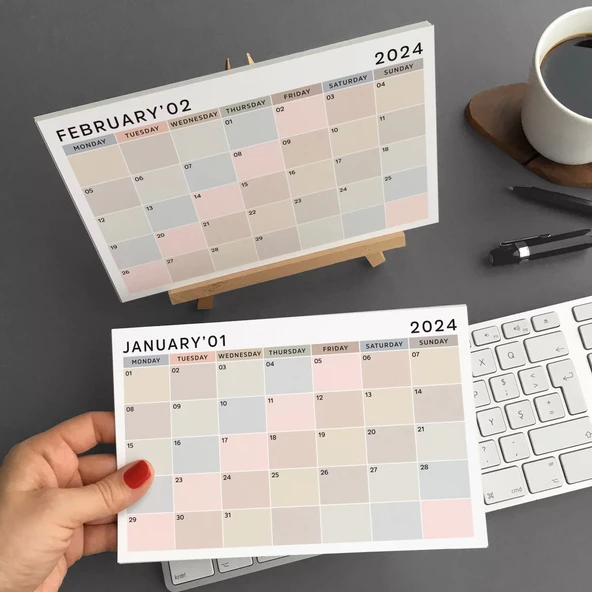 2026 Masa Takvimi, Ahşap Şövale Masa Takvimi, Aylık Planlamalı Takvim, Boho Renkli 2026 Takvim, Yapılacaklar Listesi(Ark