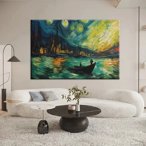 Geceye Fısıldayan Yıldızlar Kanvas Tablo ürün görseli