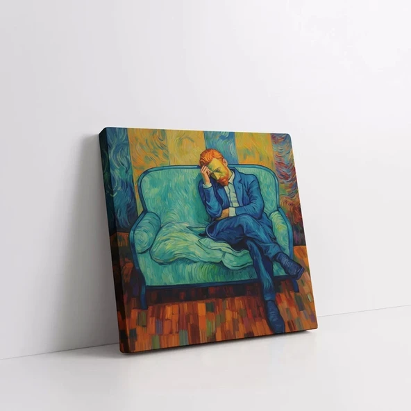 Düşünceli Mavi Kanvas Tablo - Resim 3