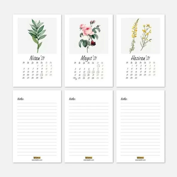 Vintage Çiçekler 2026 Masa Takvimi - Resim 4