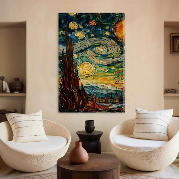 Yıldızlı Gece Görkemi Kanvas Tablo - Resim 2