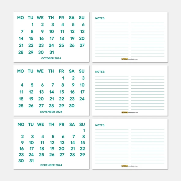 2026 Takvimi, 2026 Masa Takvimi Yeşil Renk, 2026 Calendar, 2026 Desk Calendar Green Color - Resim 6