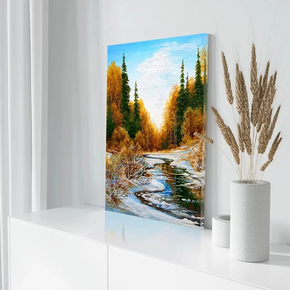 Kışın İlk Adımları Kanvas Tablo - Resim 3