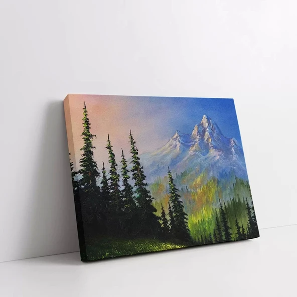 Dağların Arasındaki Yeşillik Kanvas Tablo - Resim 2