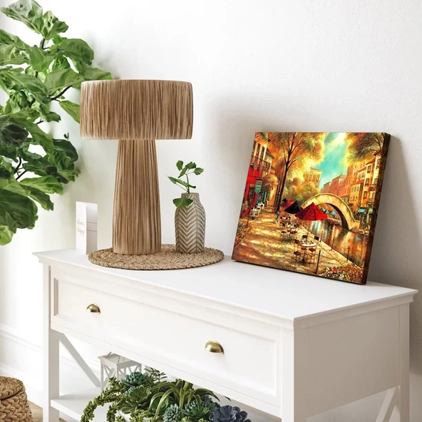 Kafeterya Sokak Köşesi Kanvas Tablo - Resim 3