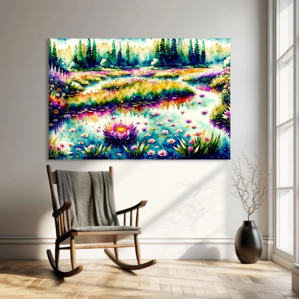 Büyülü Orman Gölü Kanvas Tablo ürün görseli