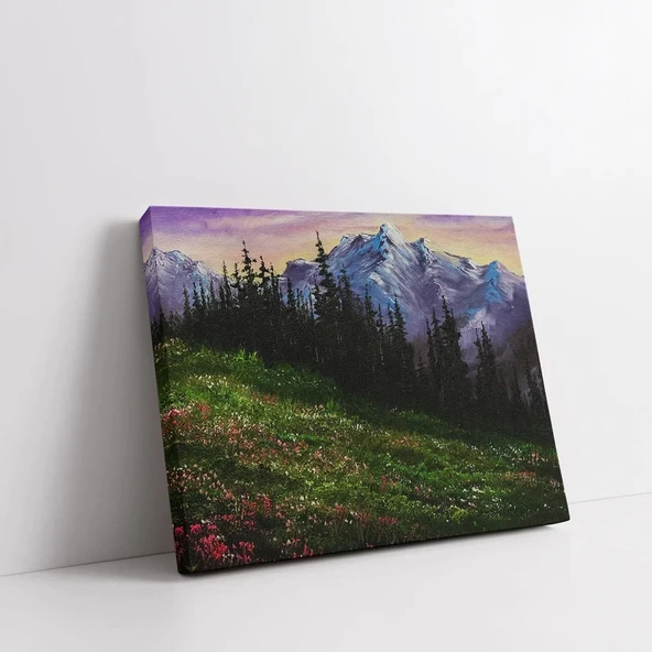 Mor Dağların Arasında Kanvas Tablo - Resim 2