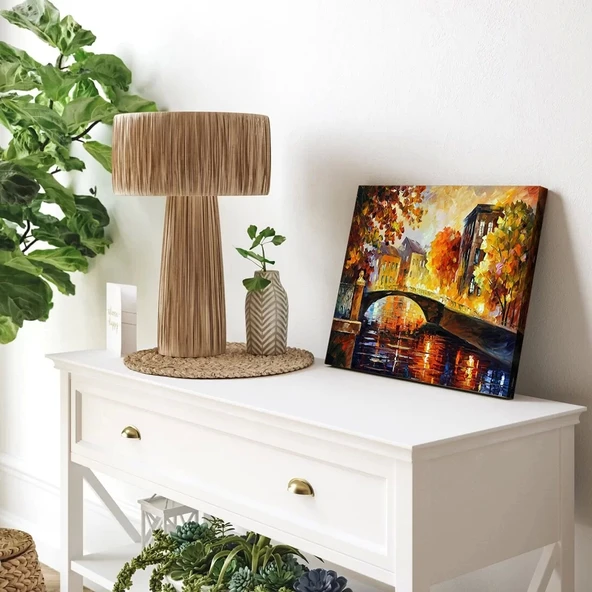 Köprüden Görünen Sonbahar Kanvas Tablo - Resim 3