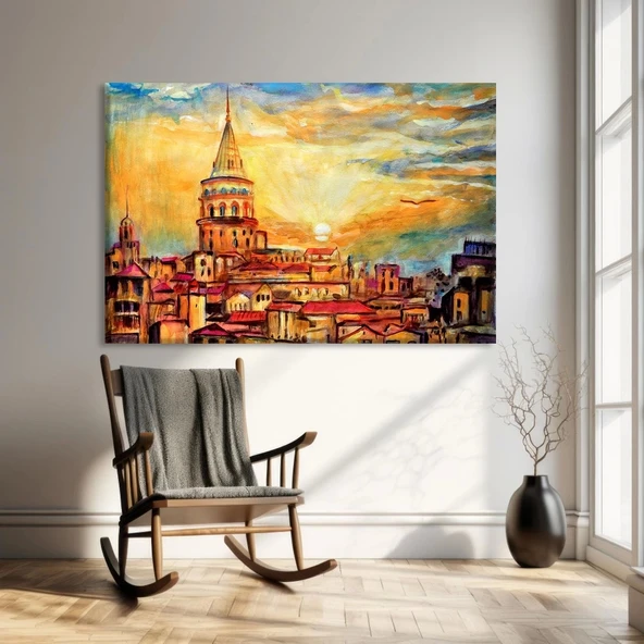 Gün Batımı Şehri Kanvas Tablo ürün görseli