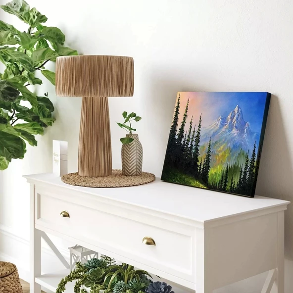 Dağların Arasındaki Yeşillik Kanvas Tablo - Resim 3