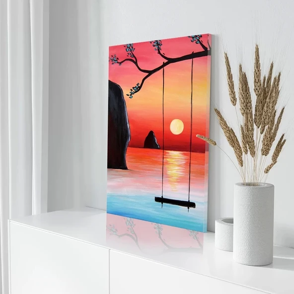 Günbatımında Salıncak Kanvas Tablo - Resim 3