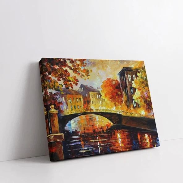 Köprüden Görünen Sonbahar Kanvas Tablo - Resim 2