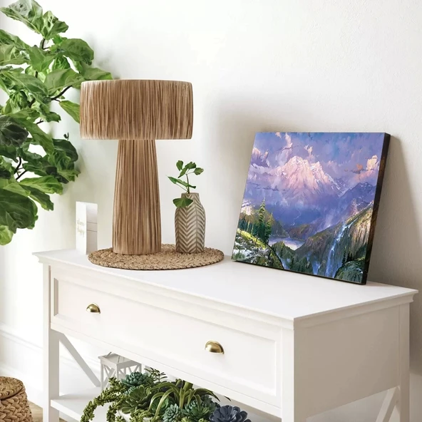 Dağların Mor Yansımaları Kanvas Tablo - Resim 3