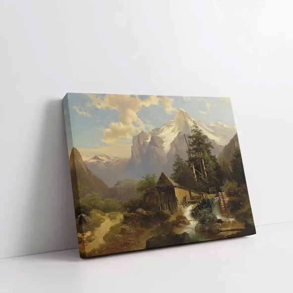 Dağ Evi Manzarası Kanvas Tablo - Resim 2