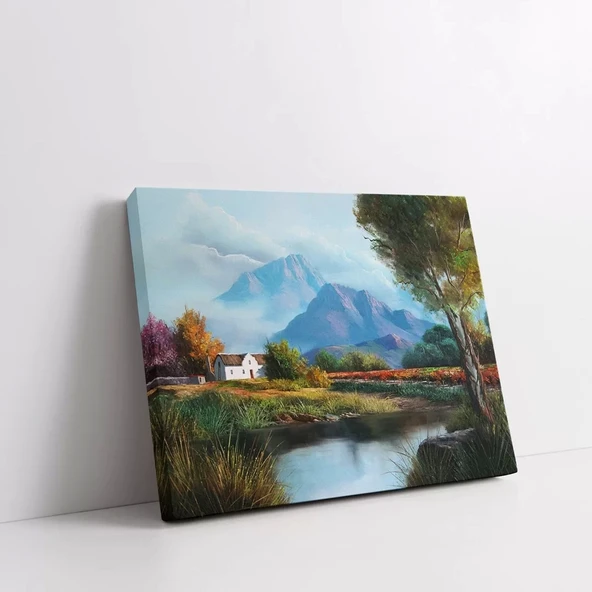 Dağ Nehri Manzarası Kanvas Tablo - Resim 2