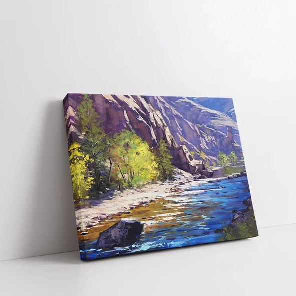 Dağlık Dere Kanvas Tablo - Resim 2