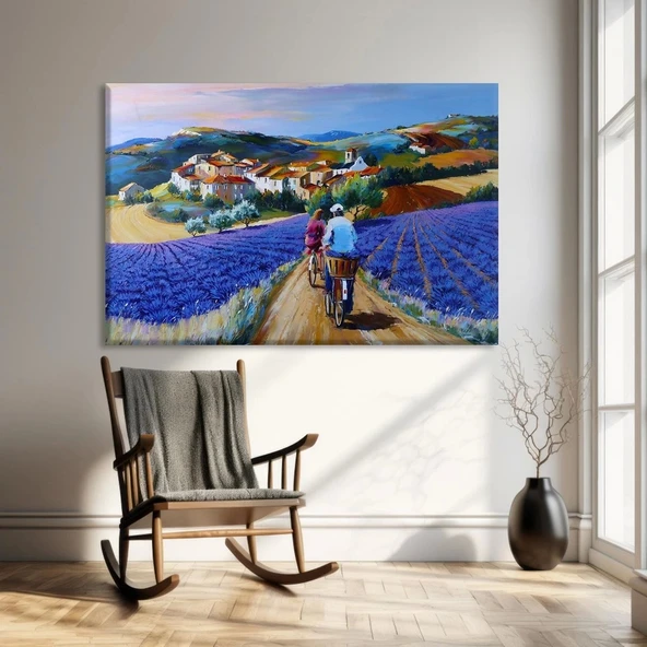 Lavanta Tarlaları Yolculuğu Kanvas Tablo ürün görseli