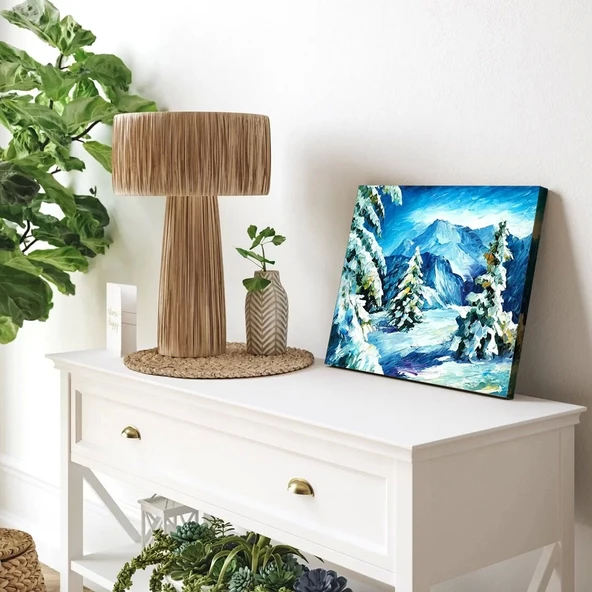 Kışın Karlı Zirveleri Kanvas Tablo - Resim 3