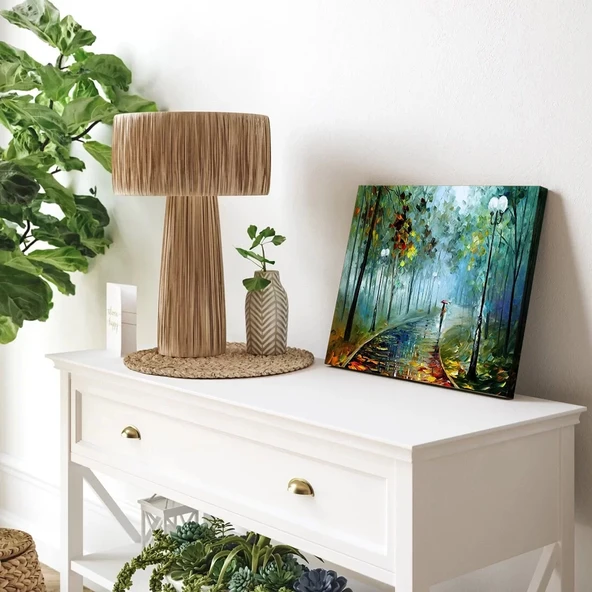 Park Yolunda Yürüyüş Kanvas Tablo - Resim 3