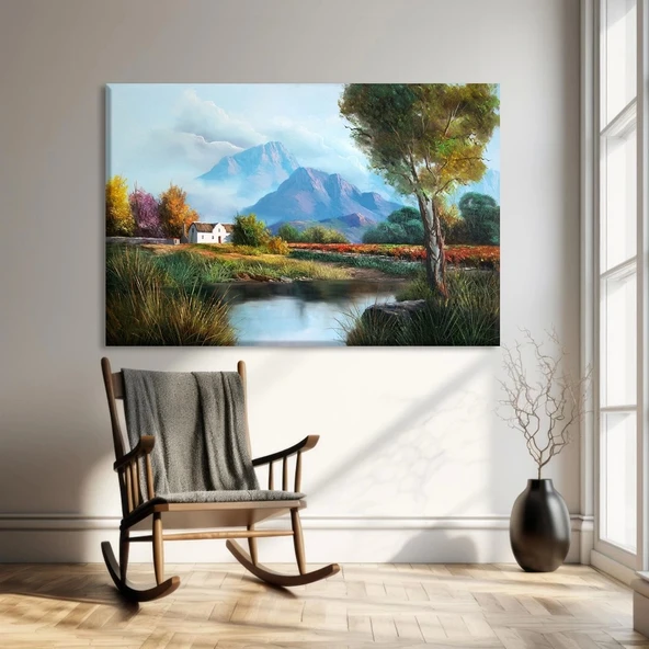 Dağ Nehri Manzarası Kanvas Tablo ürün görseli