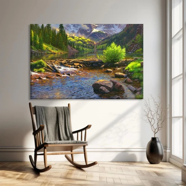 Akarsu Kenarı Sonbahar Kanvas Tablo ürün görseli