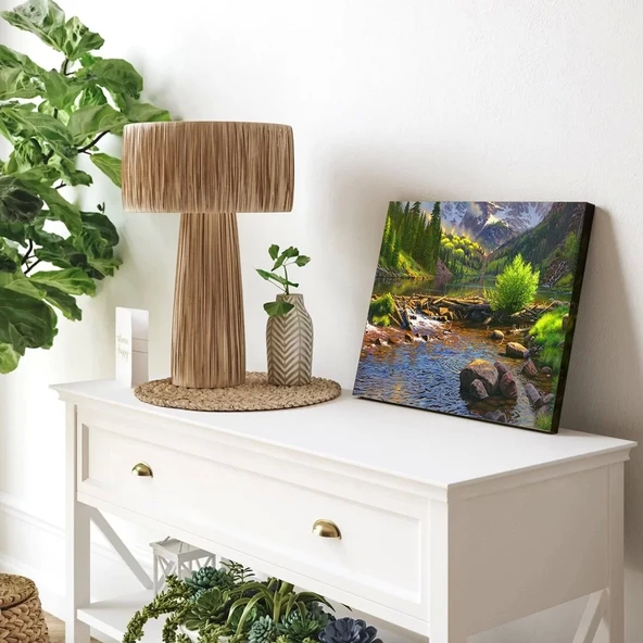 Akarsu Kenarı Sonbahar Kanvas Tablo - Resim 3