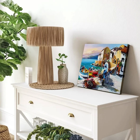 Kıyı Köyü Yaşamı Kanvas Tablo - Resim 3