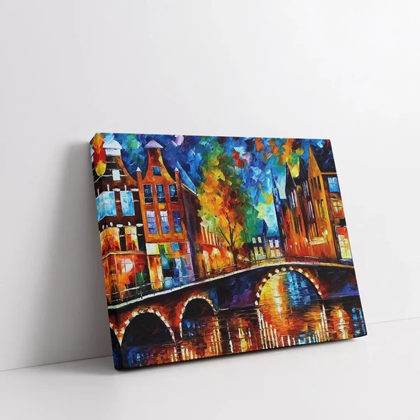 Gece Şehri Işıkları Kanvas Tablo - Resim 2