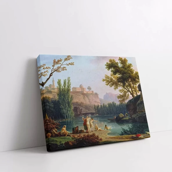 Gölet Yanı Pastoral Kanvas Tablo - Resim 2