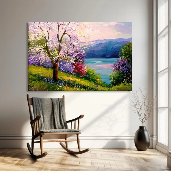 Baharın Uyanışı ve Göl Kanvas Tablo ürün görseli