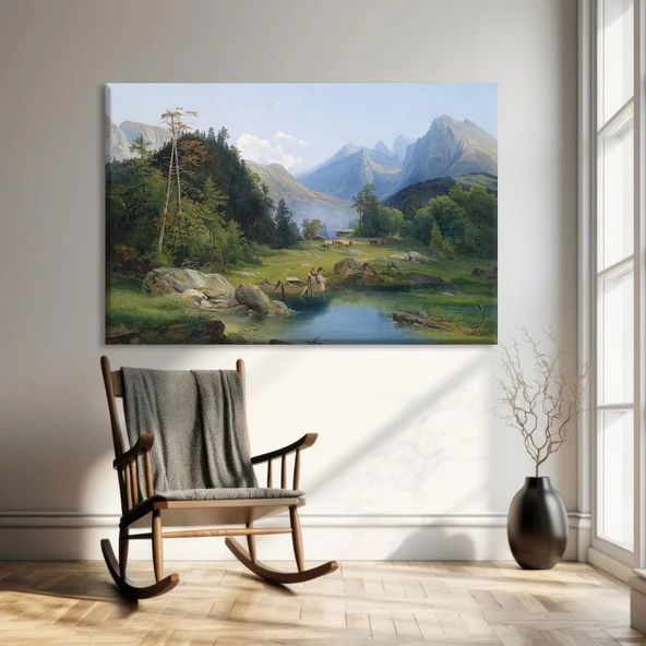 Gökyüzüne Uzanan Dağlar Kanvas Tablo ürün görseli