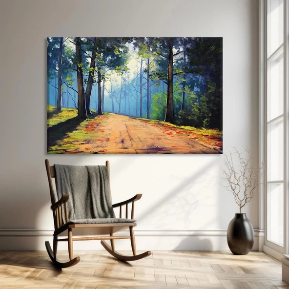 Sisli Orman Yolu Kanvas Tablo ürün görseli
