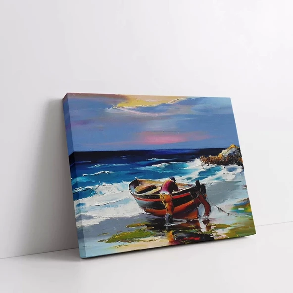 Kıyıdaki Kayıklar Kanvas Tablo - Resim 2