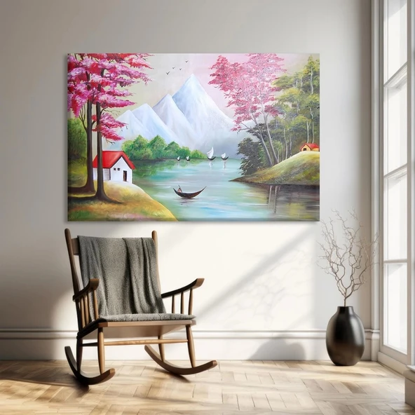 Nehir Yanı Bahçesi Kanvas Tablo ürün görseli