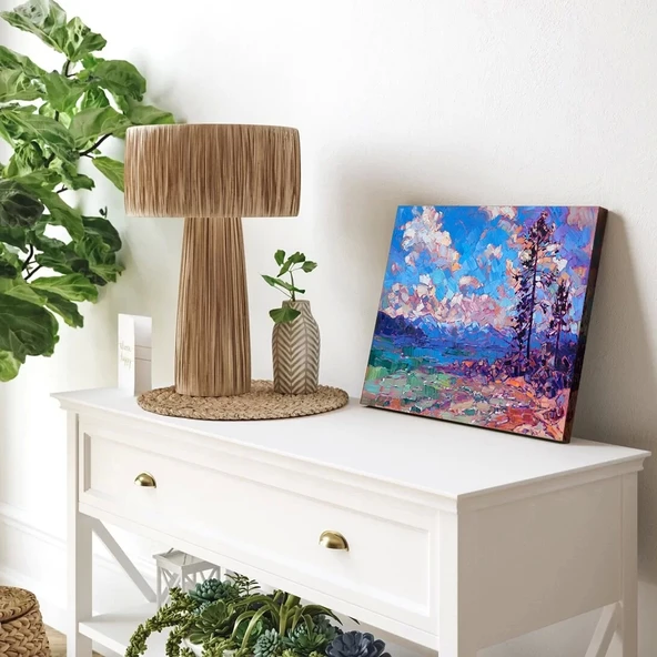 Göl Kenarı Sonbahar Kanvas Tablo - Resim 3