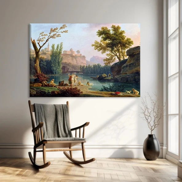 Gölet Yanı Pastoral Kanvas Tablo ürün görseli