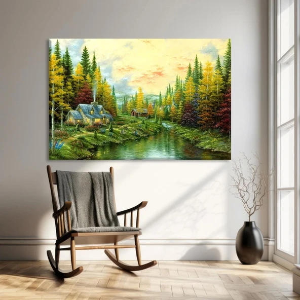 Ormanın Sessizliği ve Nehir Kanvas Tablo ürün görseli